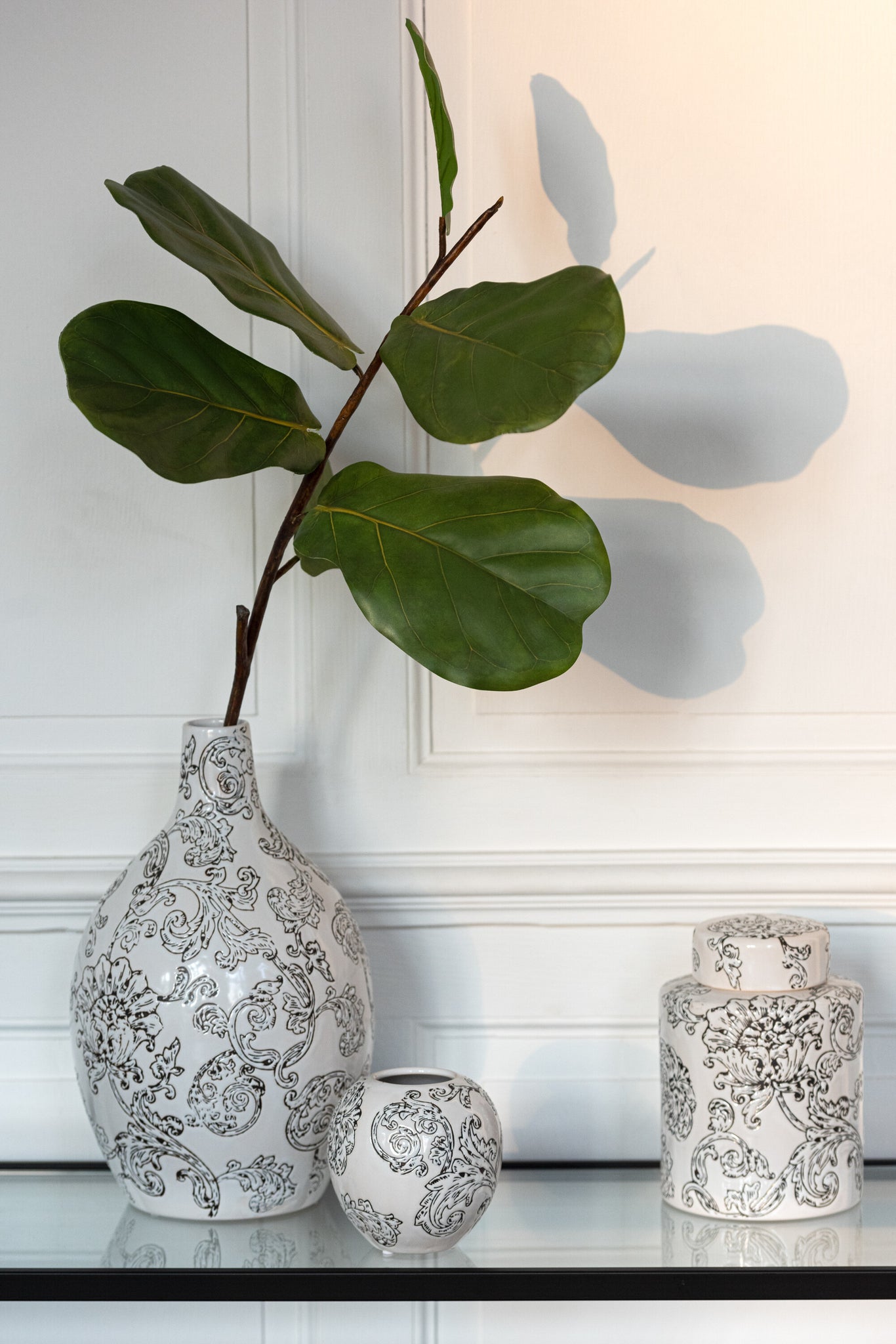 Pot Decoratieve Zen Porselein Wit/Zwart Klein