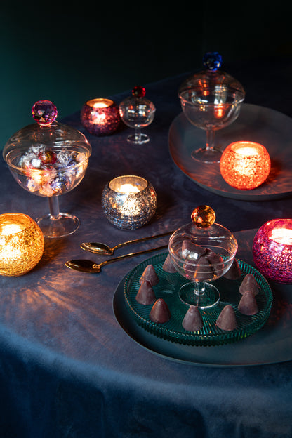 Opslagpot Diamant Kristalglas Transparant/Licht Oranje Klein