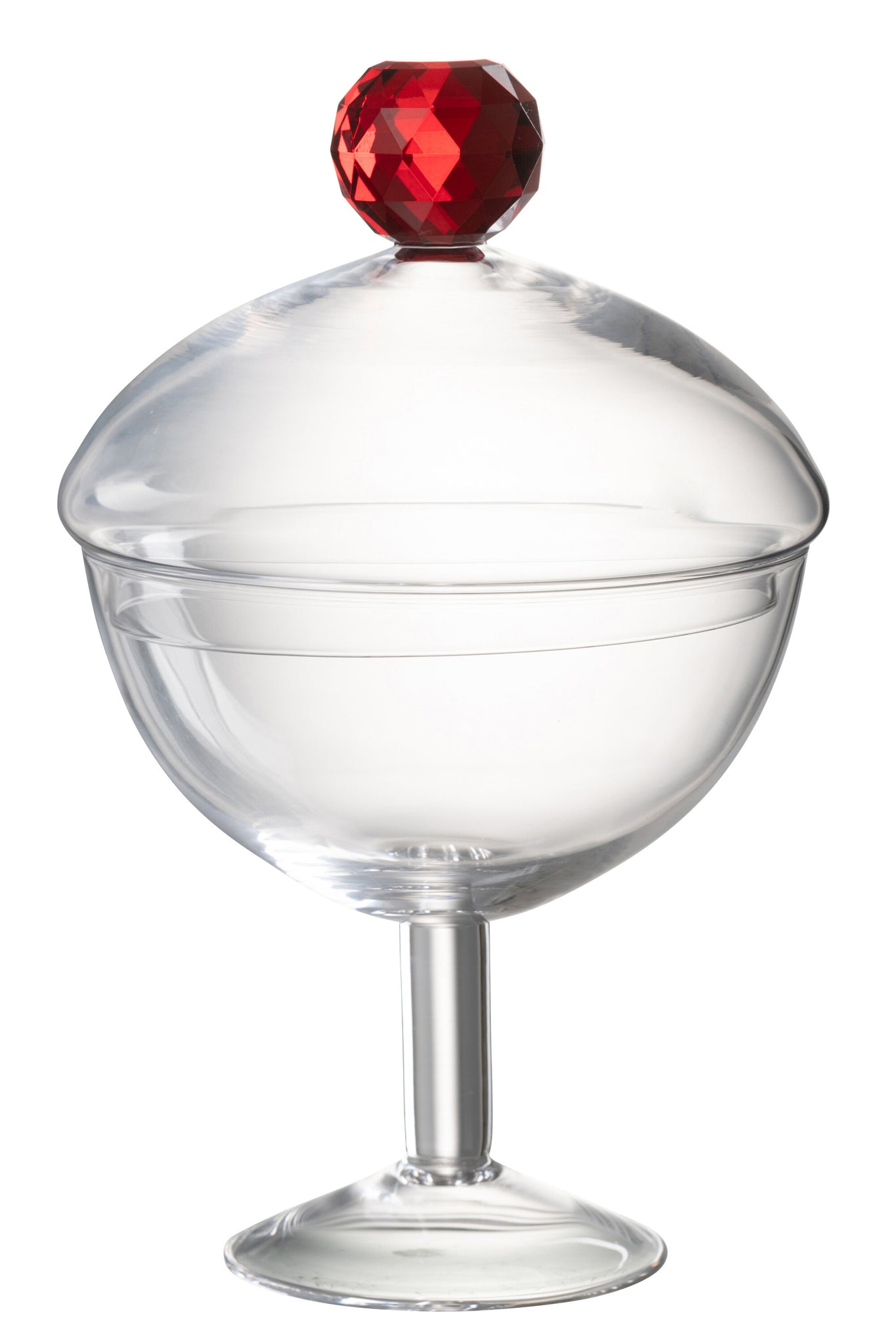 Opslagpot Diamant Kristalglas Transparant/Rood Groot