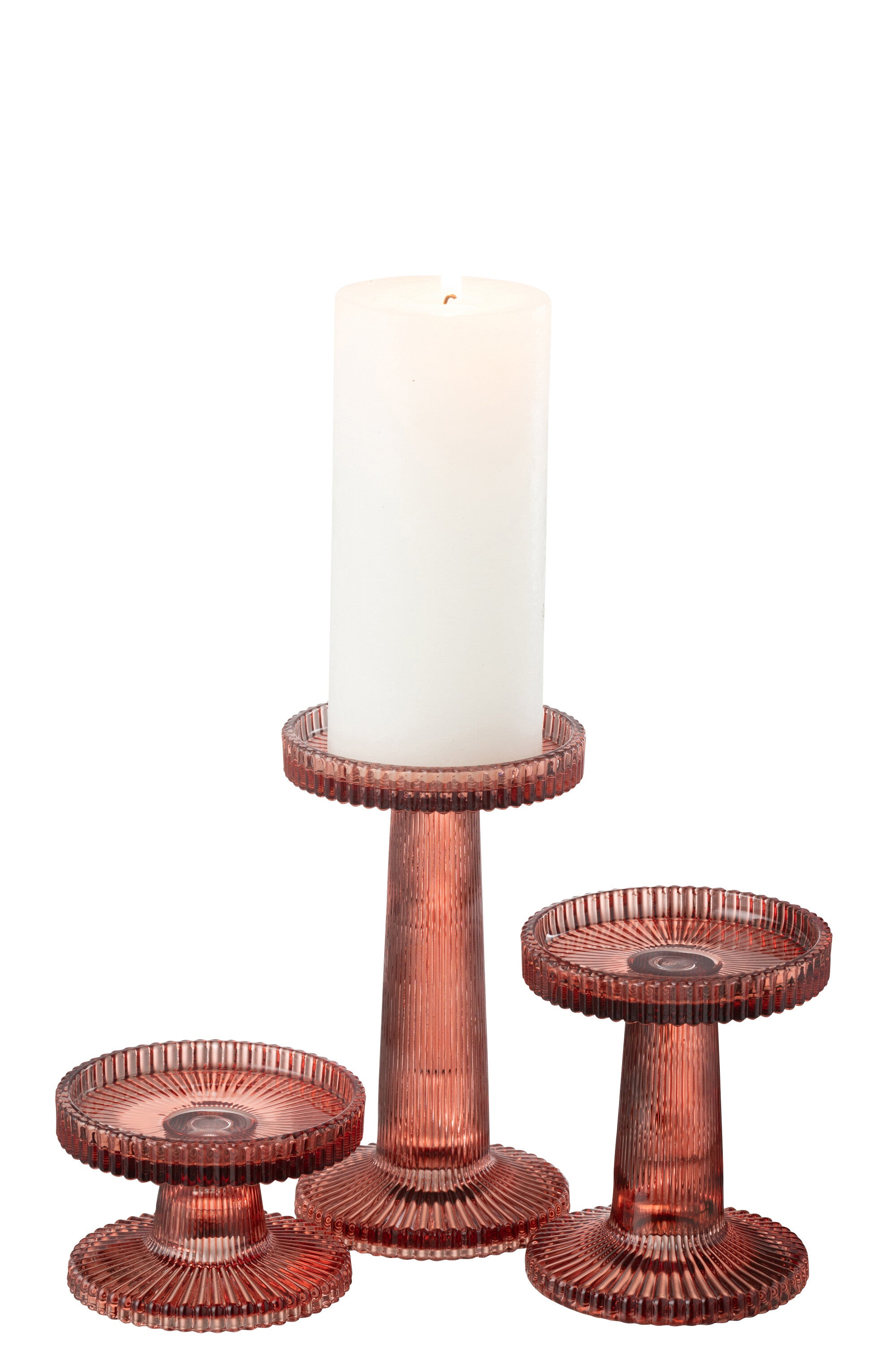 Set van 3 kaarsenhouders Nelly Glas Oranje