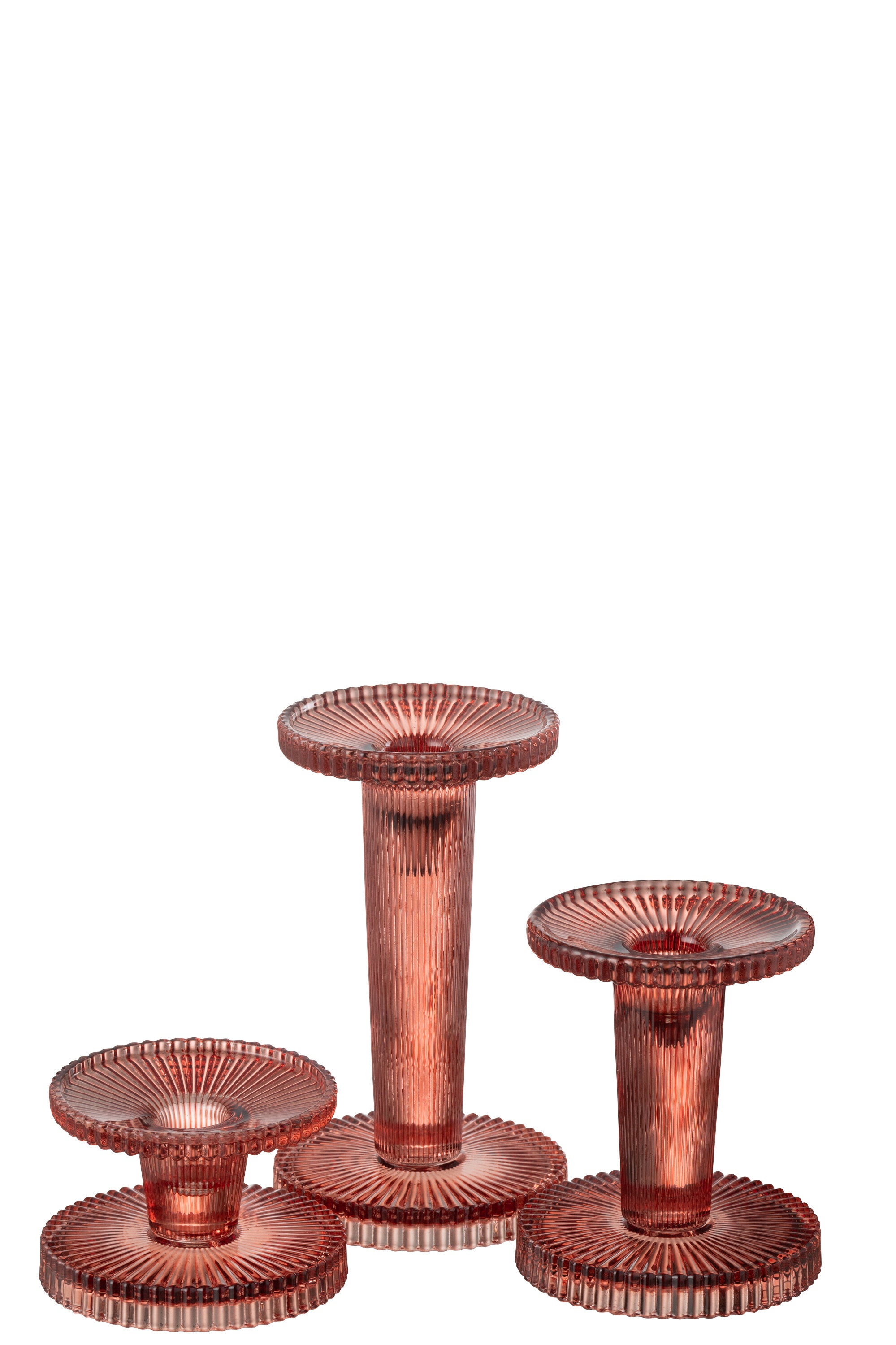 Set van 3 kaarsenhouders Nelly Glas Oranje