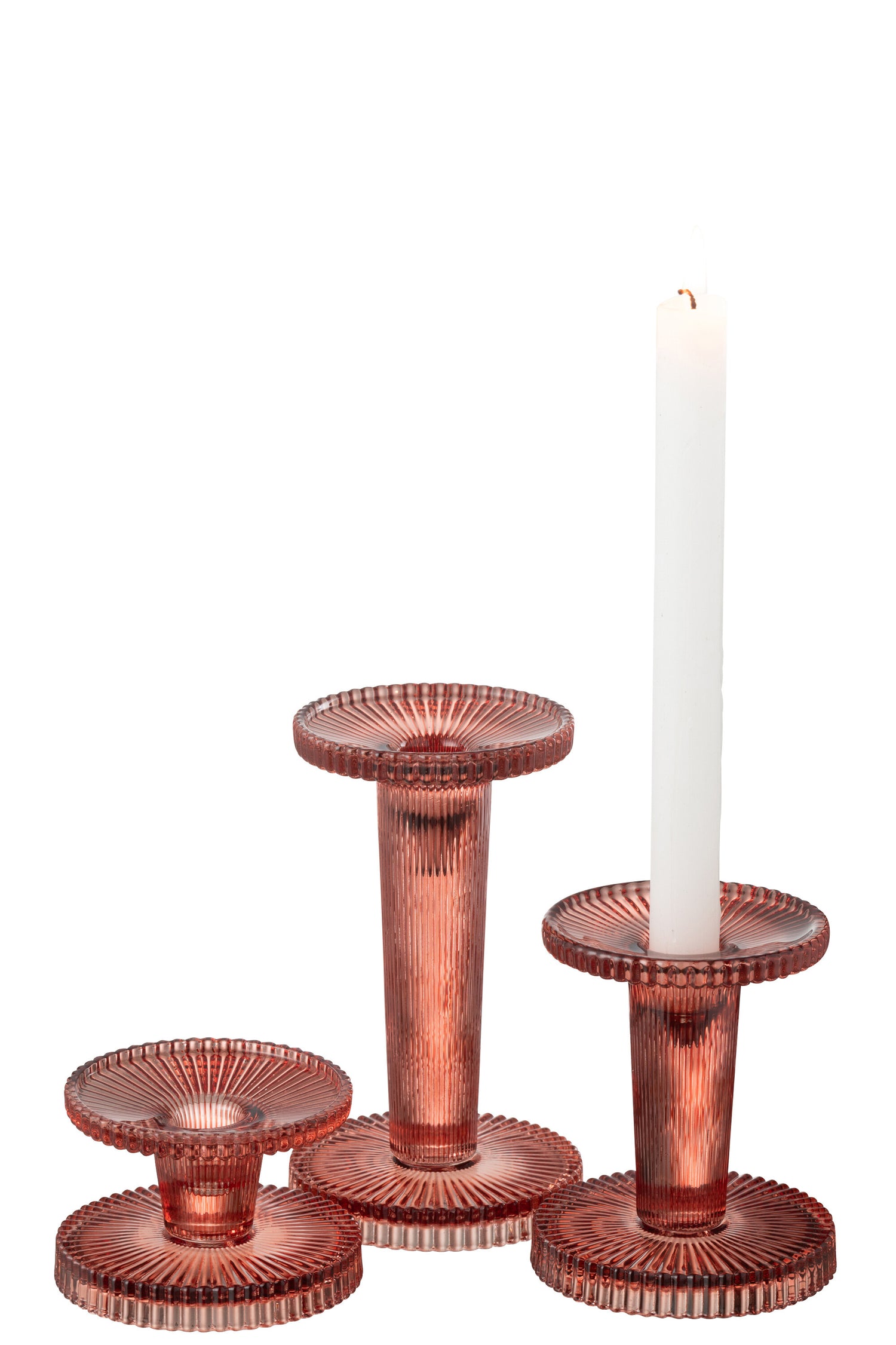 Set van 3 kaarsenhouders Nelly Glas Oranje