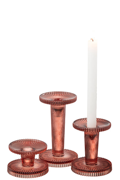 Set van 3 kaarsenhouders Nelly Glas Oranje