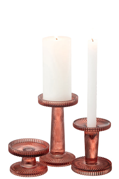 Set van 3 kaarsenhouders Nelly Glas Oranje