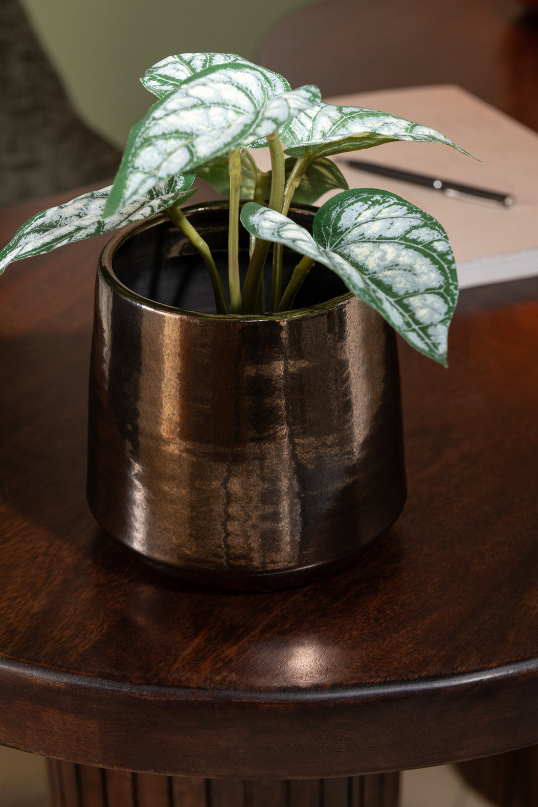 Bloempot rond Terra Glanzend Goud Medium