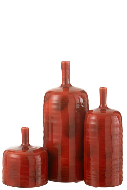 Vaas Akane Fles Keramiek Rood Groot