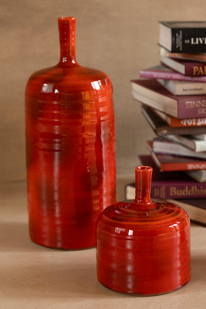 Vaas Akane Fles Keramiek Rood Groot