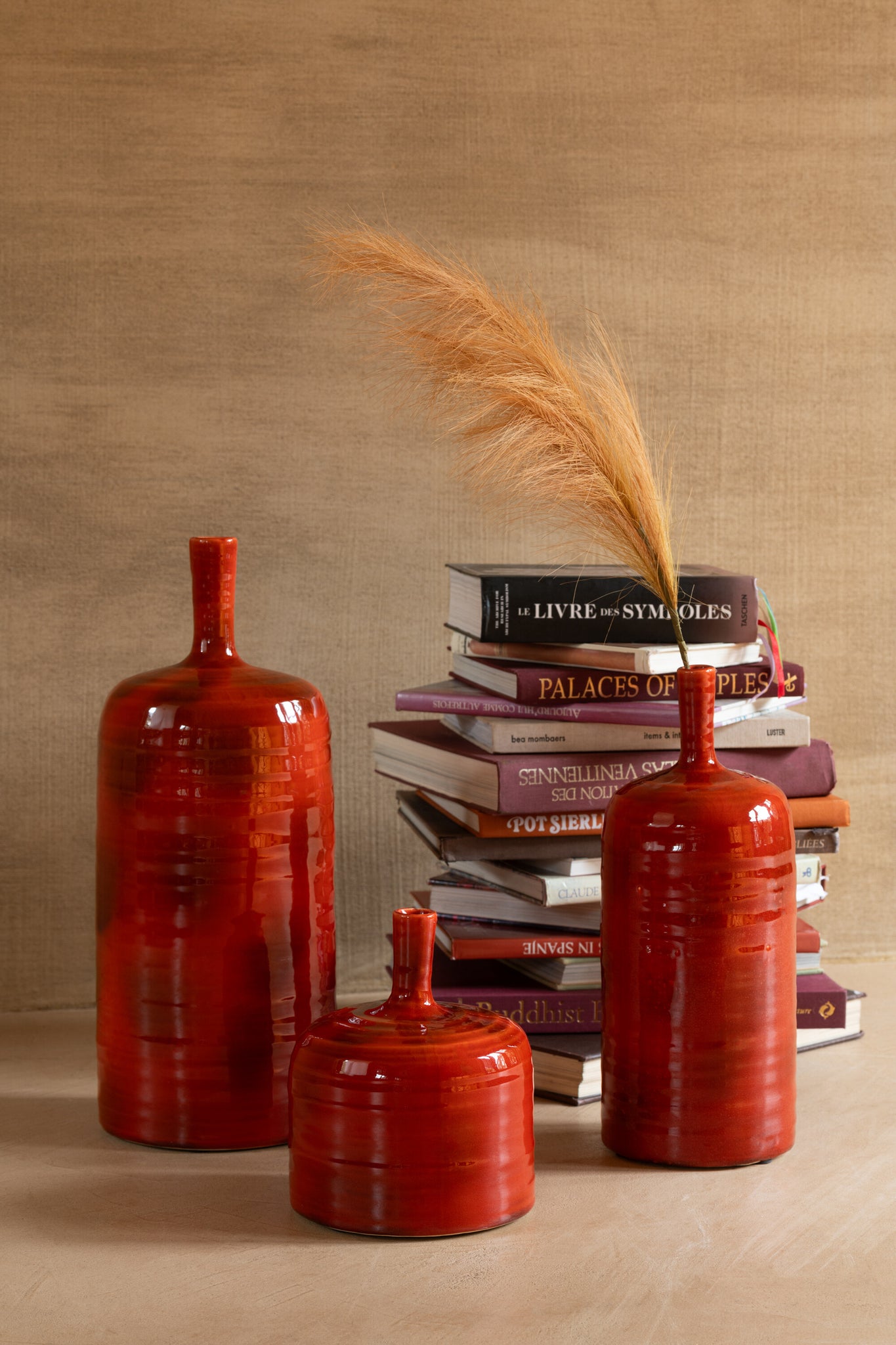 Vaas Akane Fles Keramiek Rood Groot