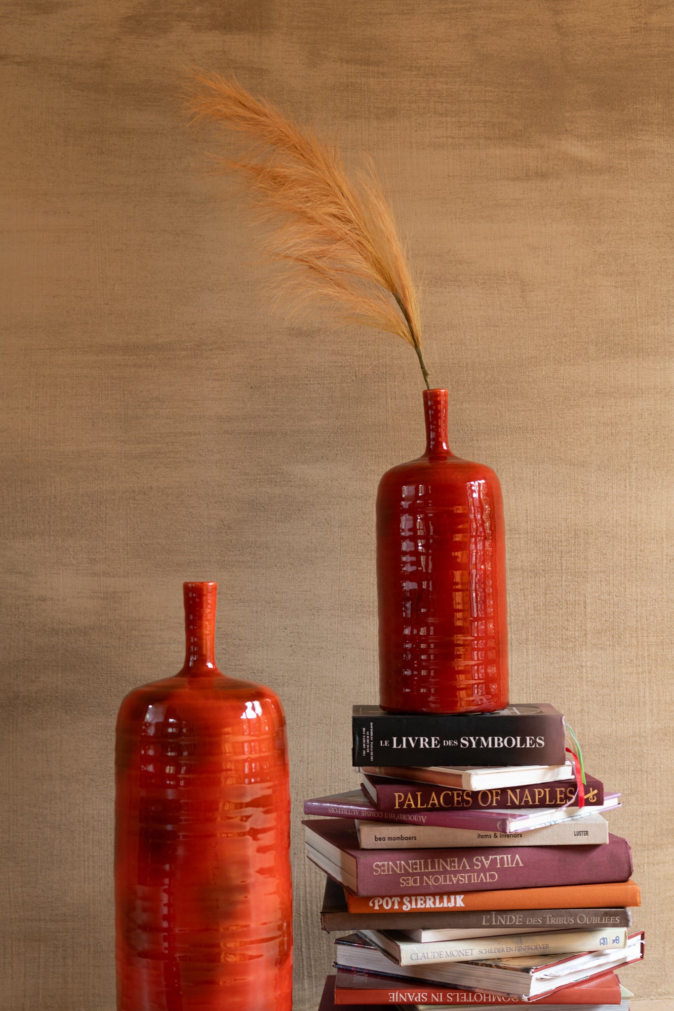 Vaas Akane Fles Keramiek Rood Groot