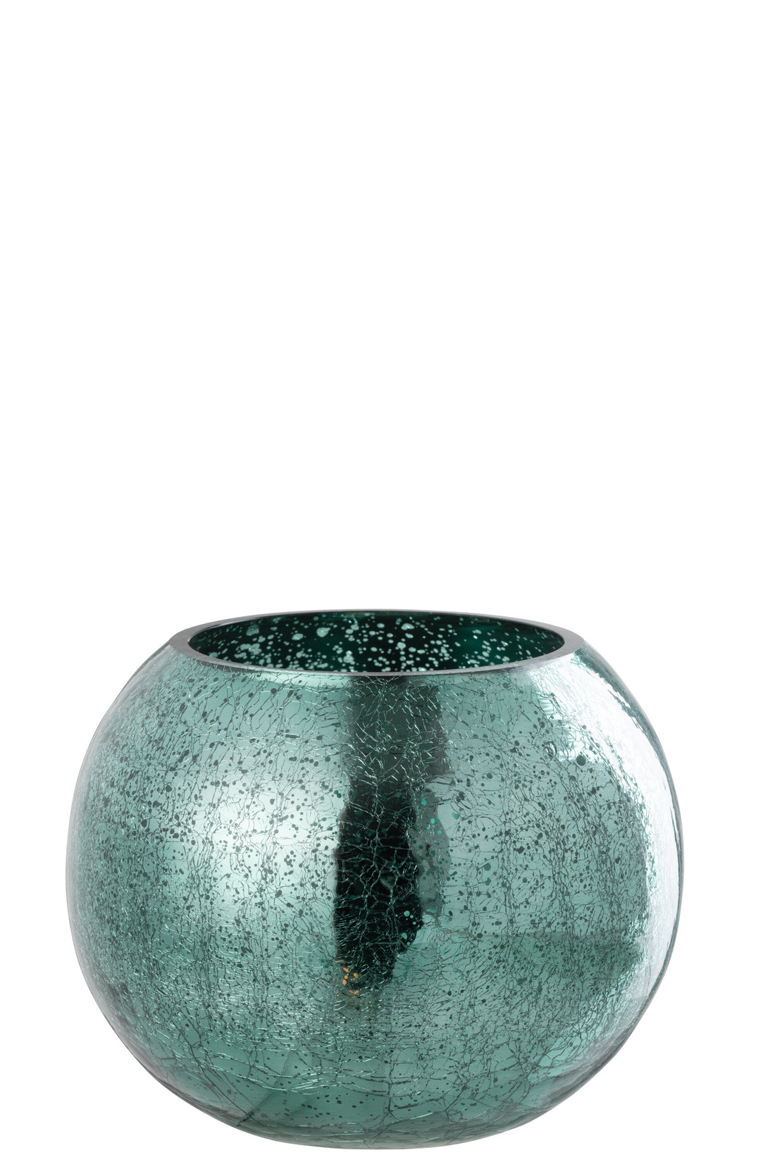 J-Line Theelichthouder Bal Craquel -  Glas Watergroen Large