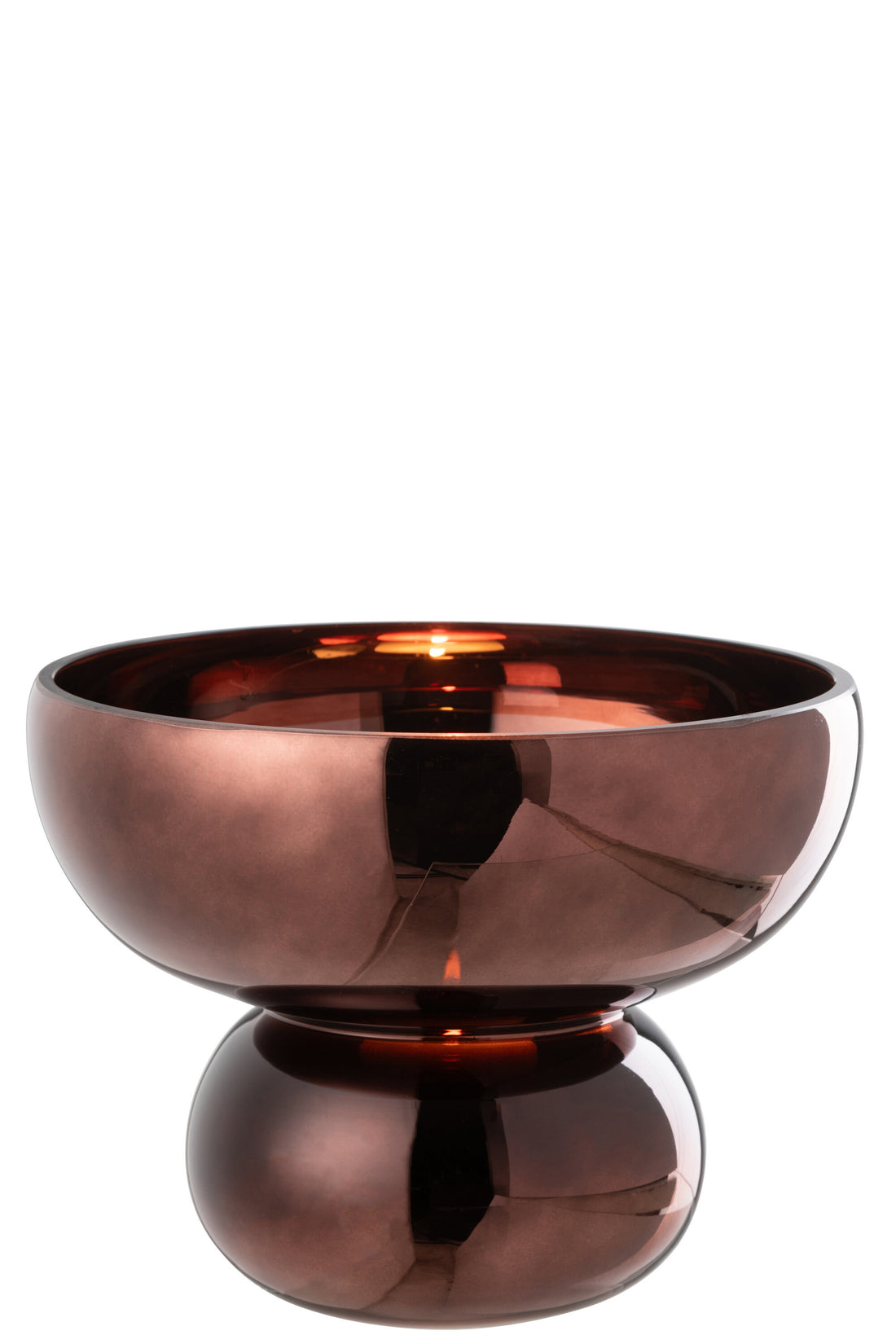 J-Line Windlicht Op Voet Afgerond Glas Pruim