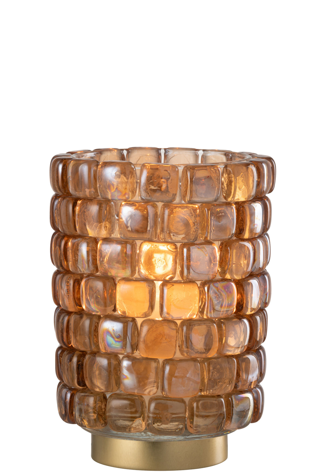 Stormlamp Vierkante Mozaïekglas Cognac Groot