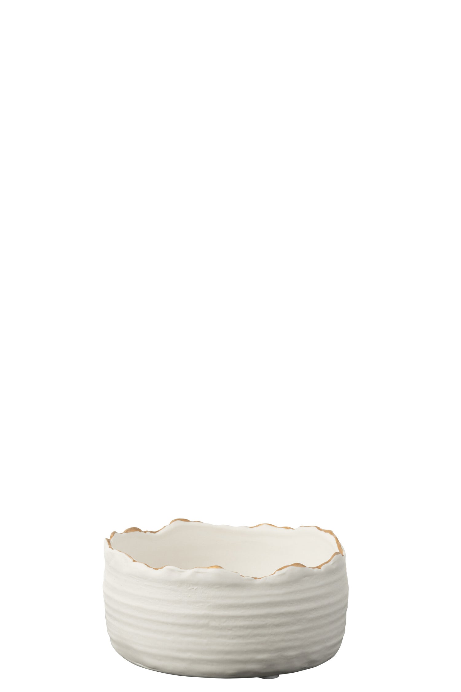 Bloempot laag porselein wit/goud klein