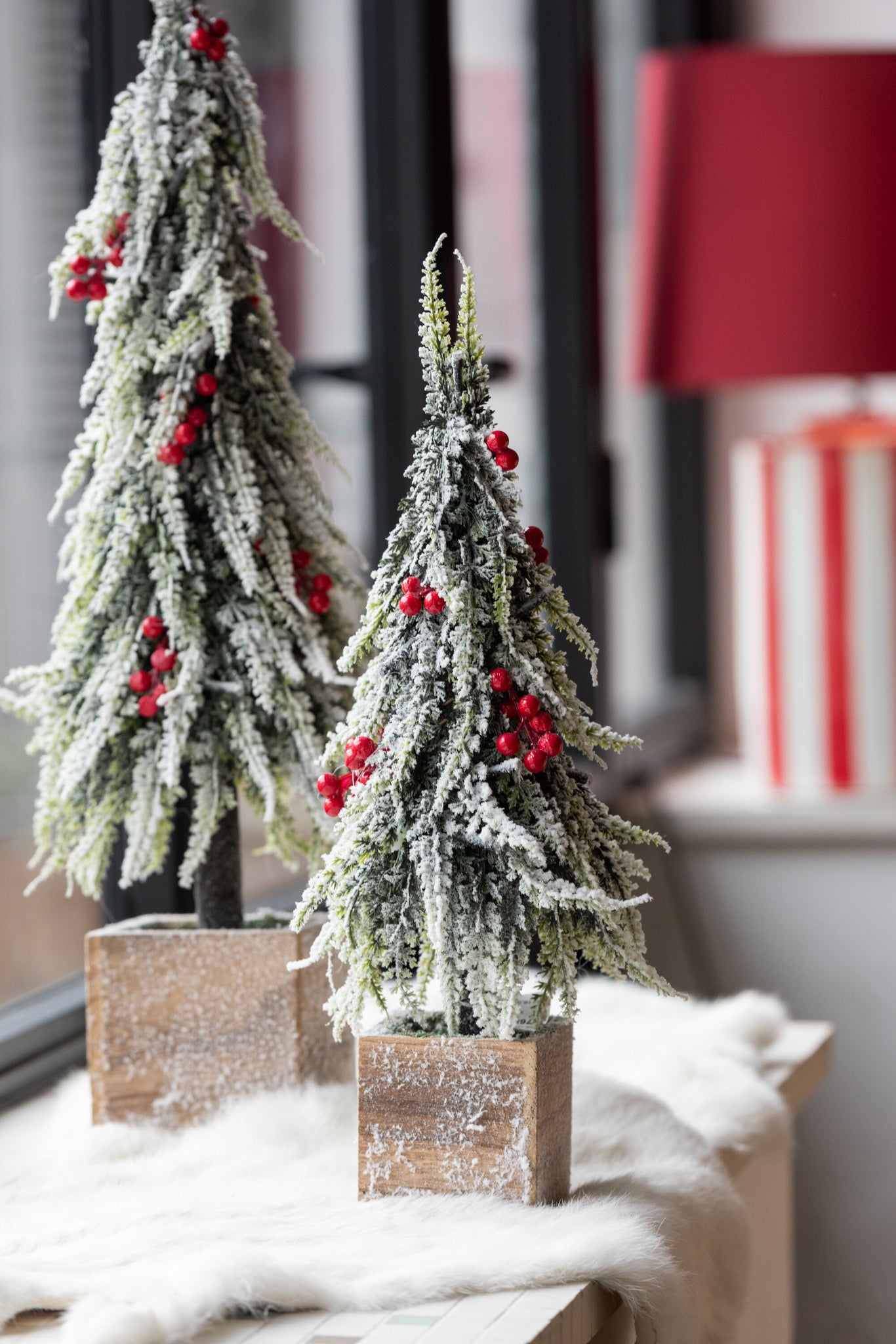 Kerstboom + Led Plastic Sneeuw Groen/Rood Klein