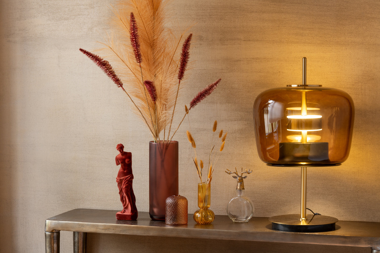 Tafellamp LED Glas Bruin