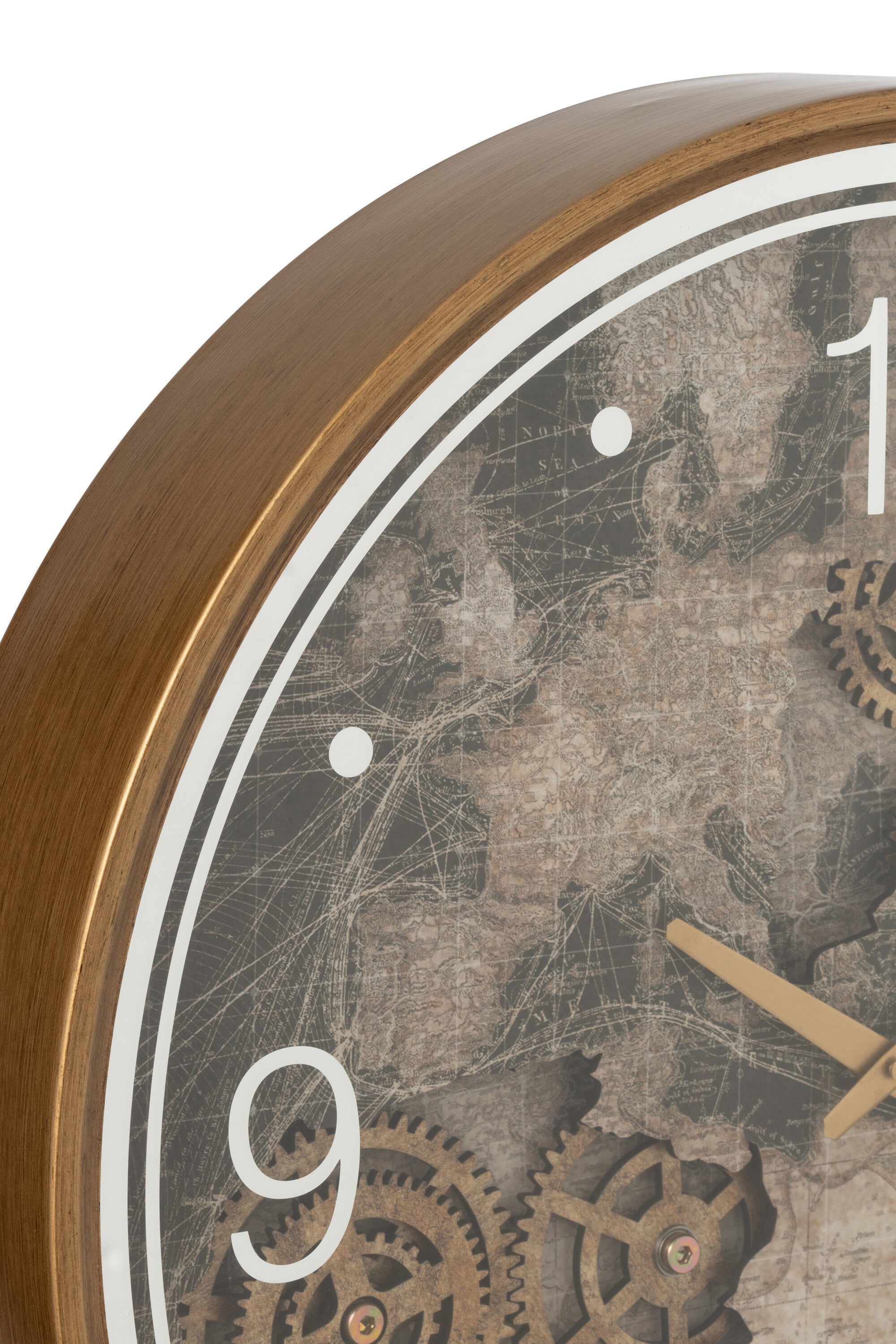 Klok Europa Kaart Mdf Goud Groot