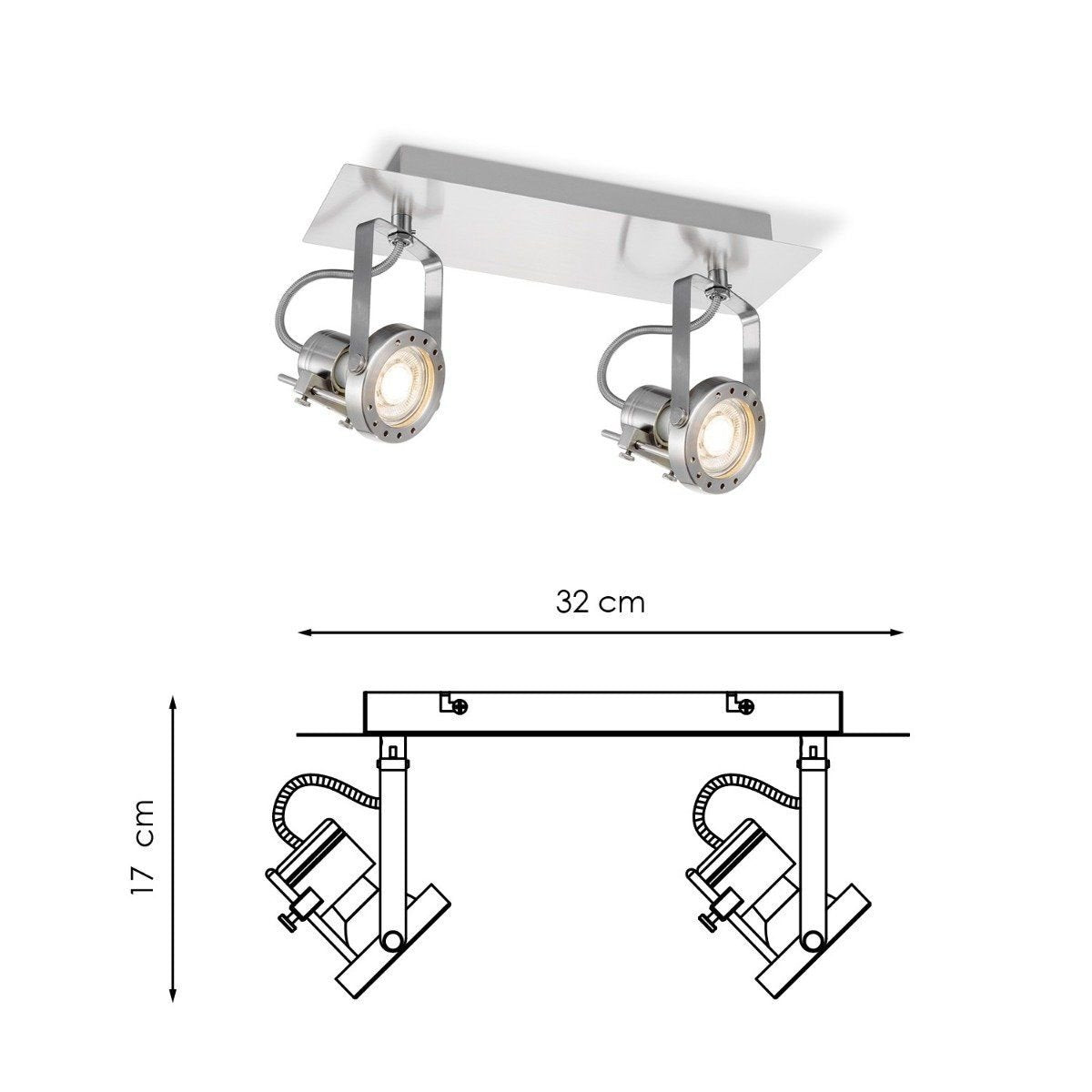 LED Opbouwspot Robo 2 - dimbaar - geborsteld staal