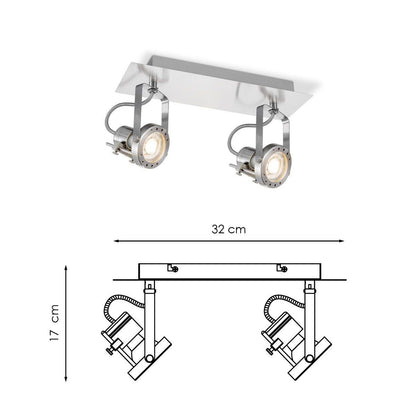 LED Opbouwspot Robo 2 - dimbaar - geborsteld staal