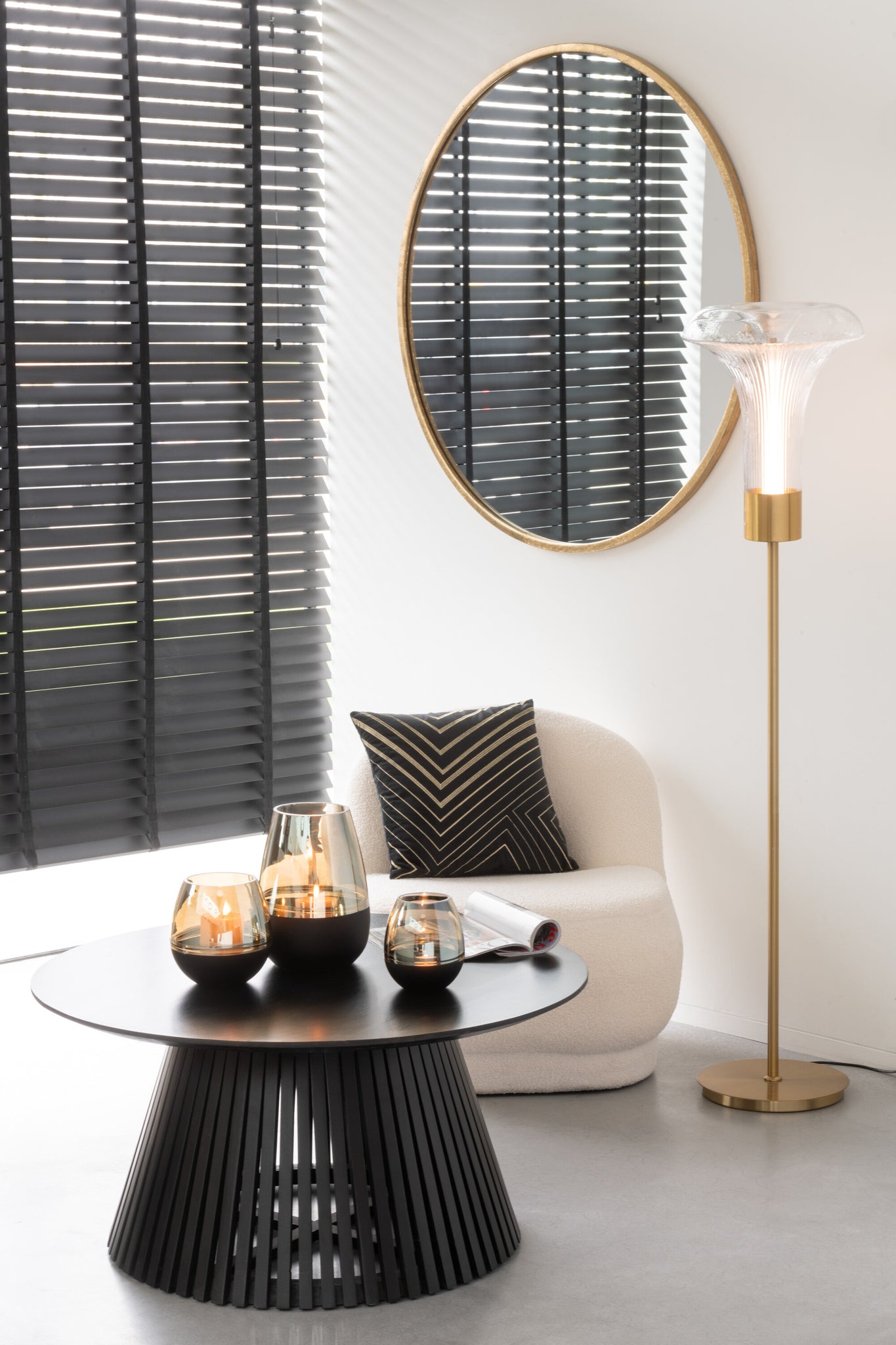 Vloerlamp LED Goud Metaal/Glas Transparant