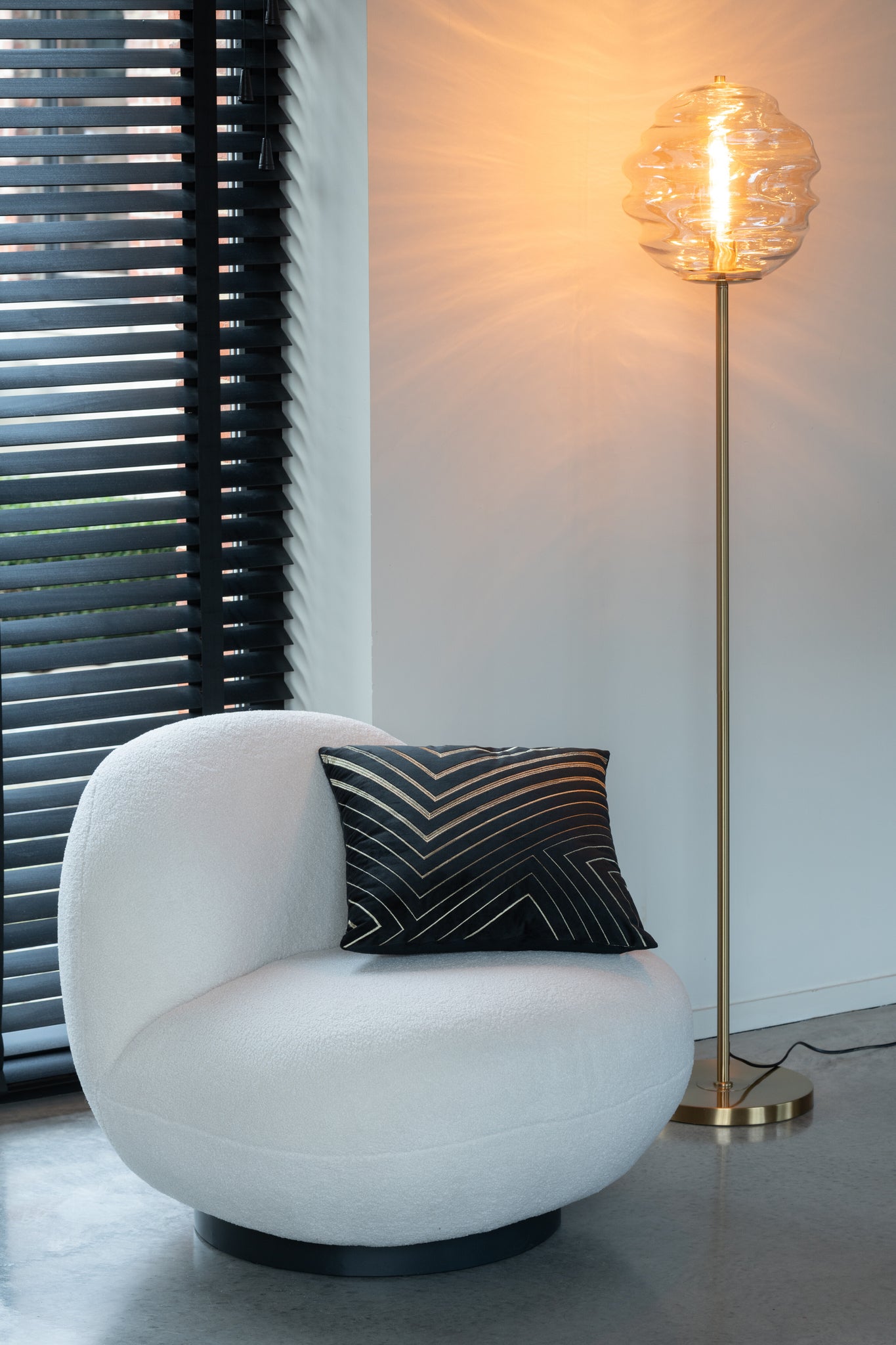 Vloerlamp Honingraatglas Licht Cognac