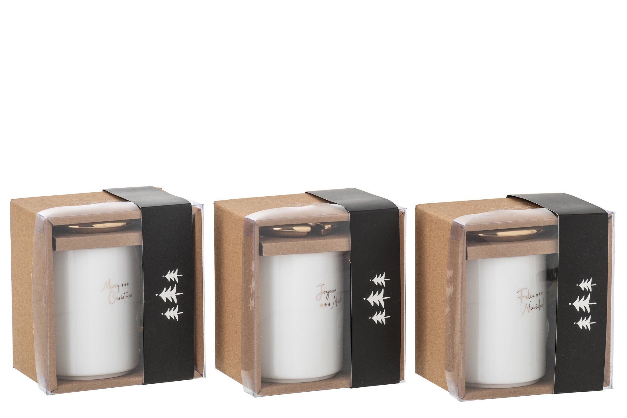 Mok + lepel Keramisch Wit/Goud Kerst Assortiment Van 3