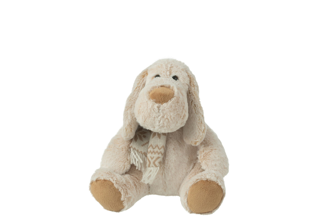 Hondensjaal Zittend Pluche Polyester Beige/Bruin Medium