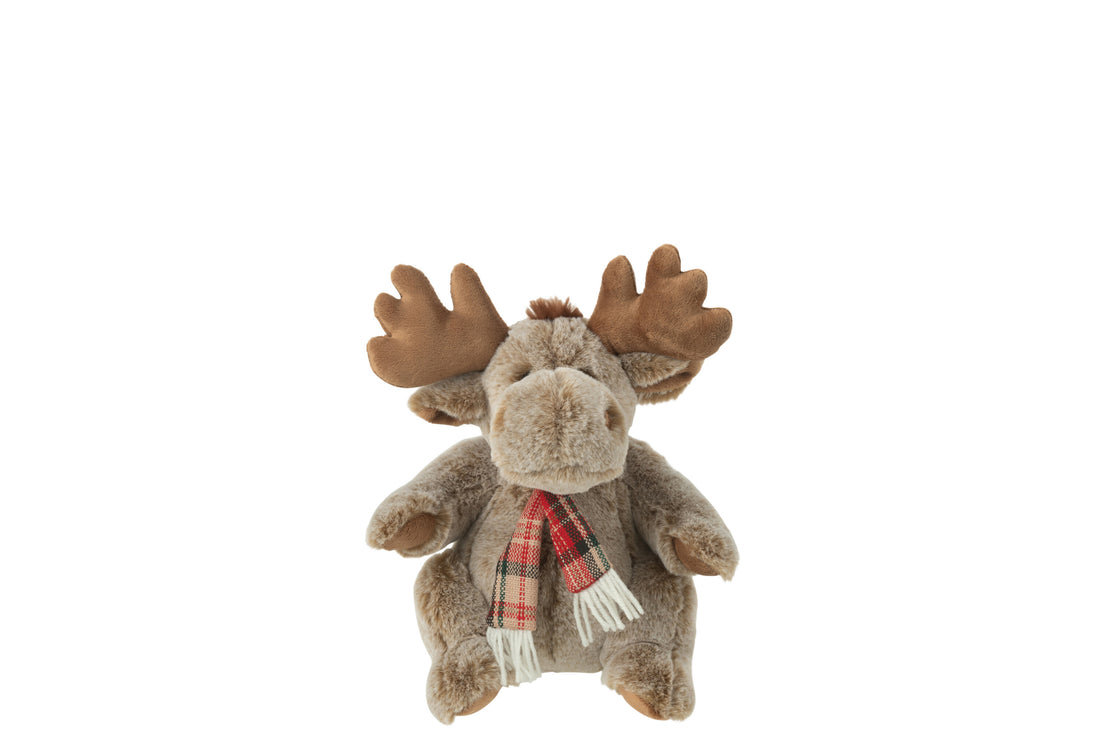 Rendier+sjaal pluche polyester bruin klein