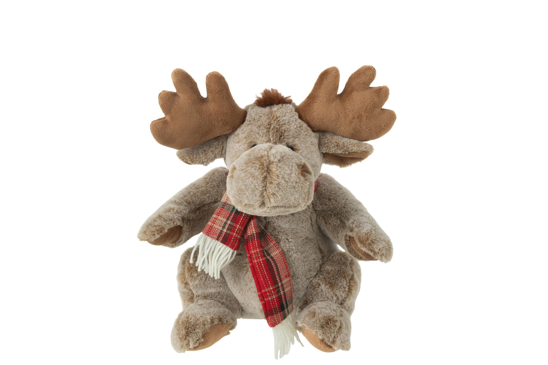 Rendier+sjaal pluche polyester bruin medium