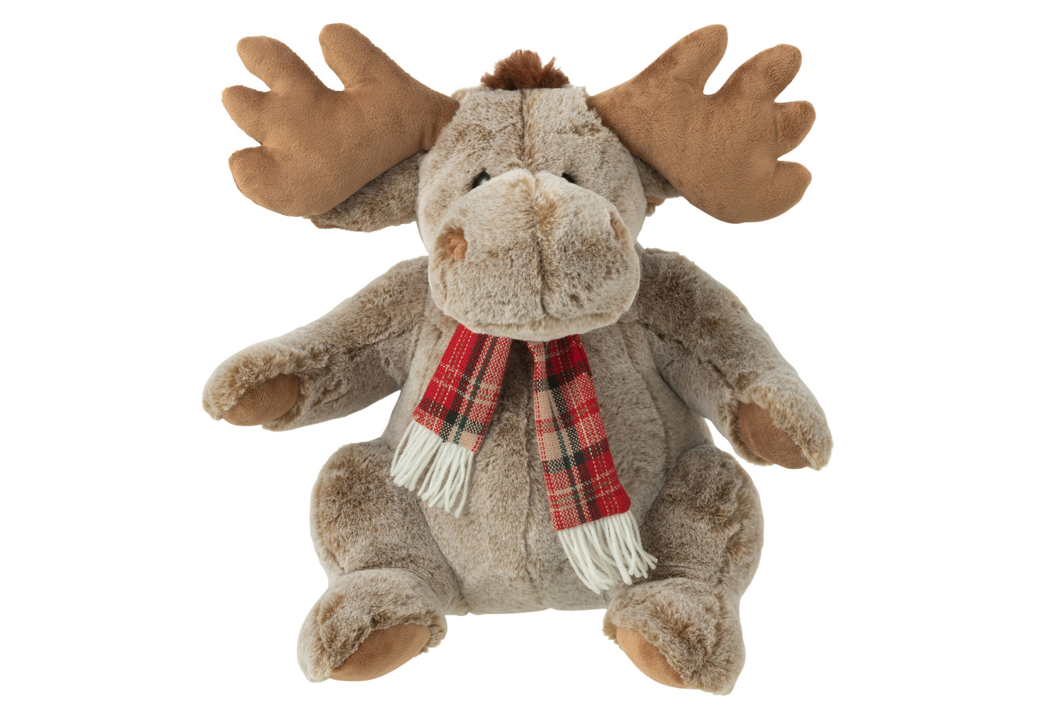 Rendier+sjaal pluche polyester bruin groot