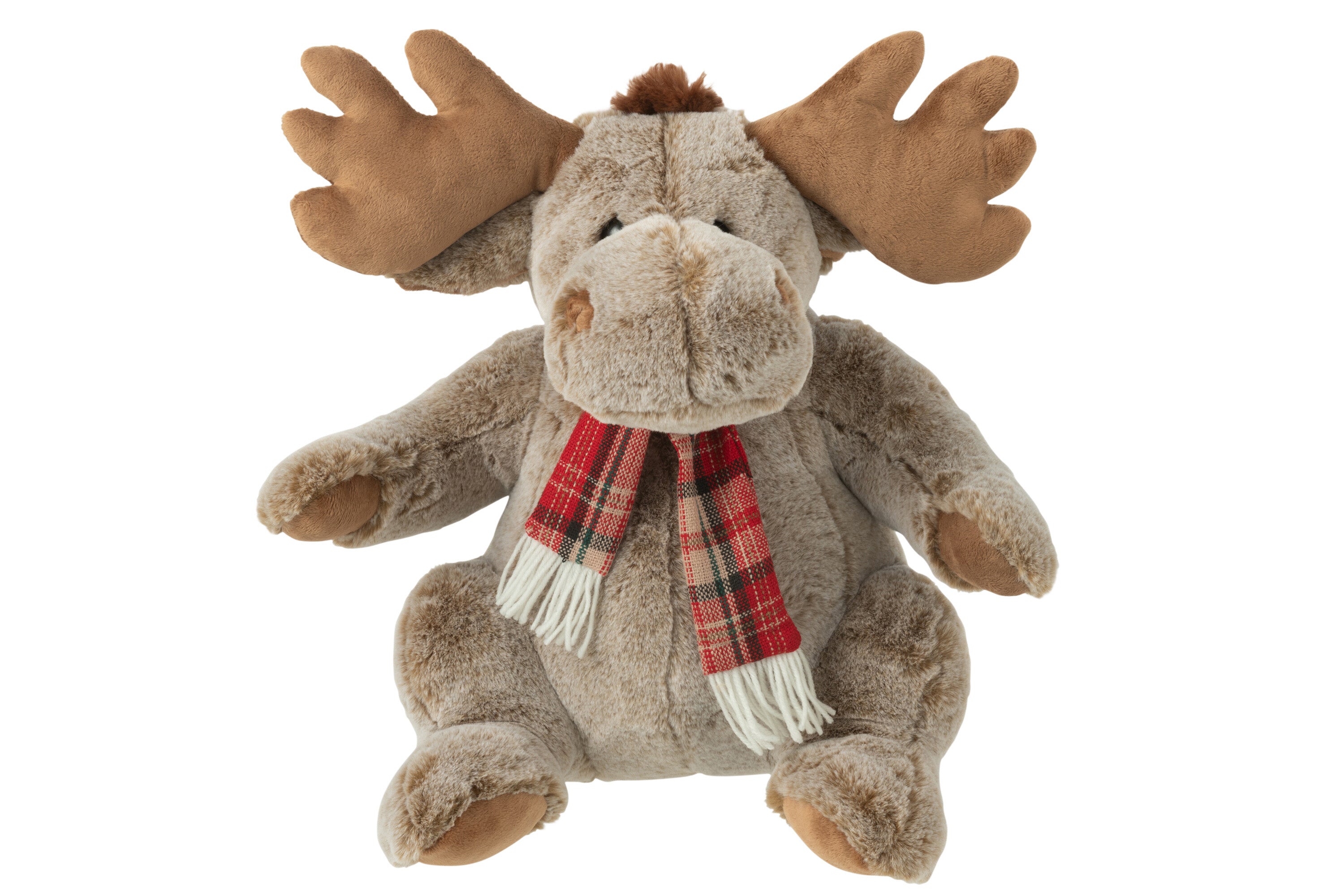 Rendier+sjaal pluche polyester bruin groot