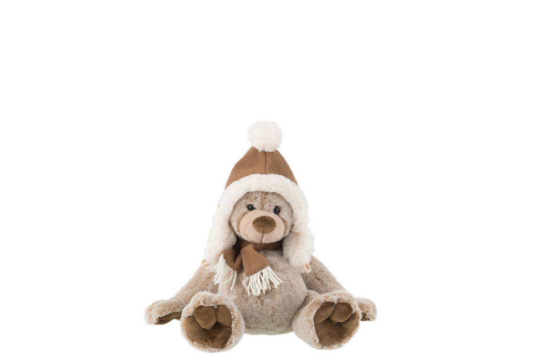 Beer+Hoed Pluche Polyester Bruin Klein