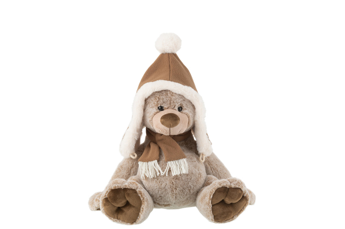 Beer+Hoed Pluche Polyester Bruin Medium