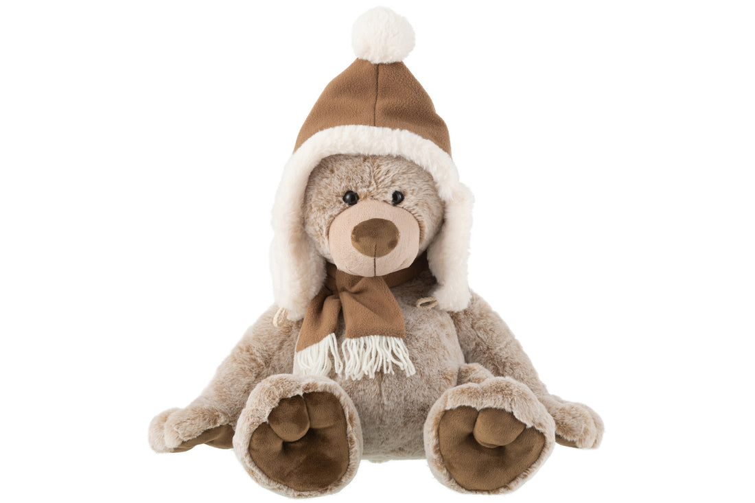 Beer+Hoed Pluche Polyester Bruin Groot