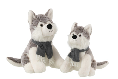 Husky+sjaal pluche polyester grijs groot