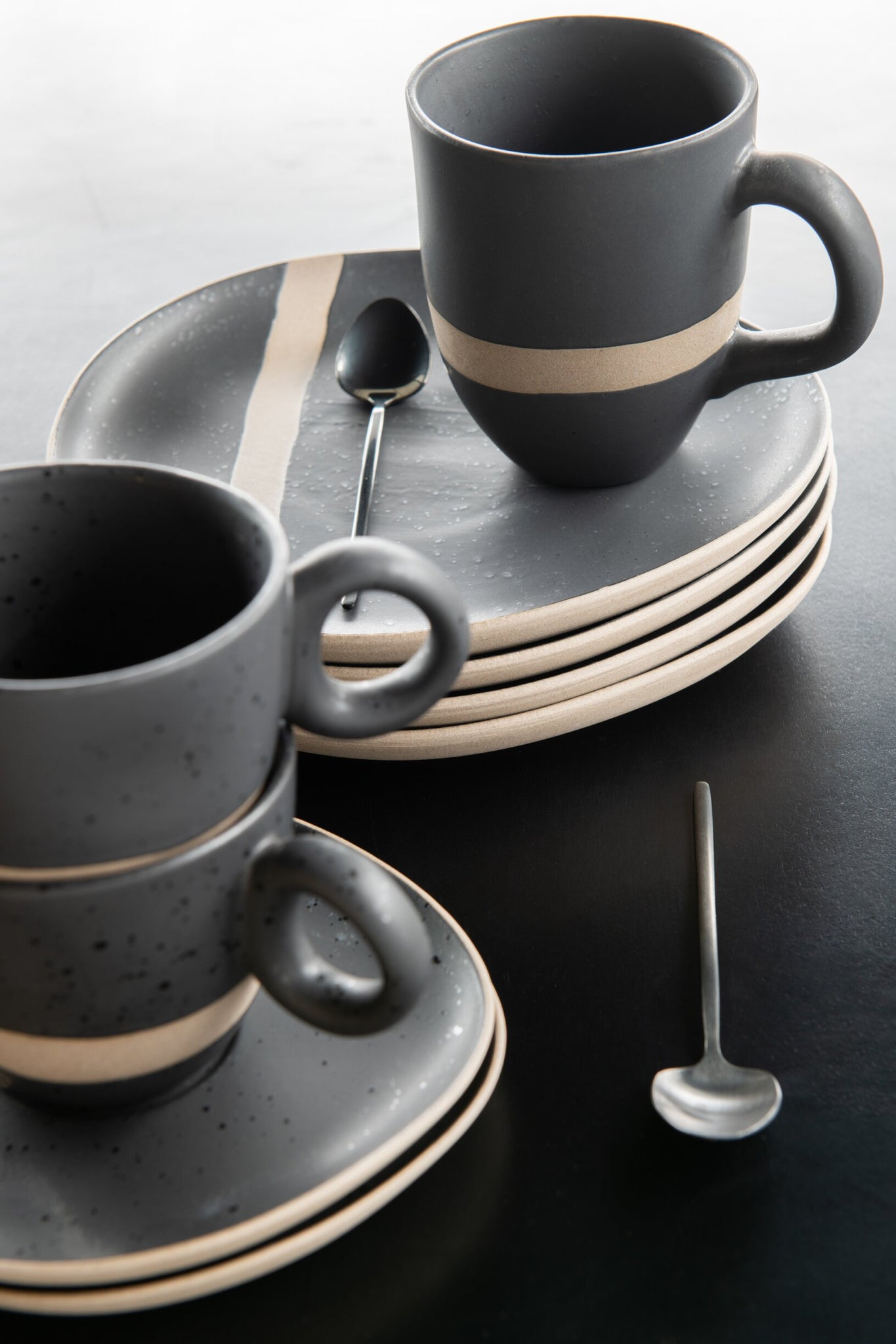 Bord Keramiek Zwart/Taupe Klein