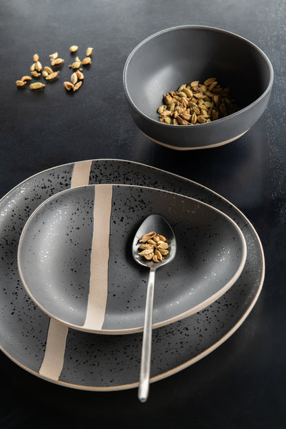 Bord Keramiek Zwart/Taupe Groot