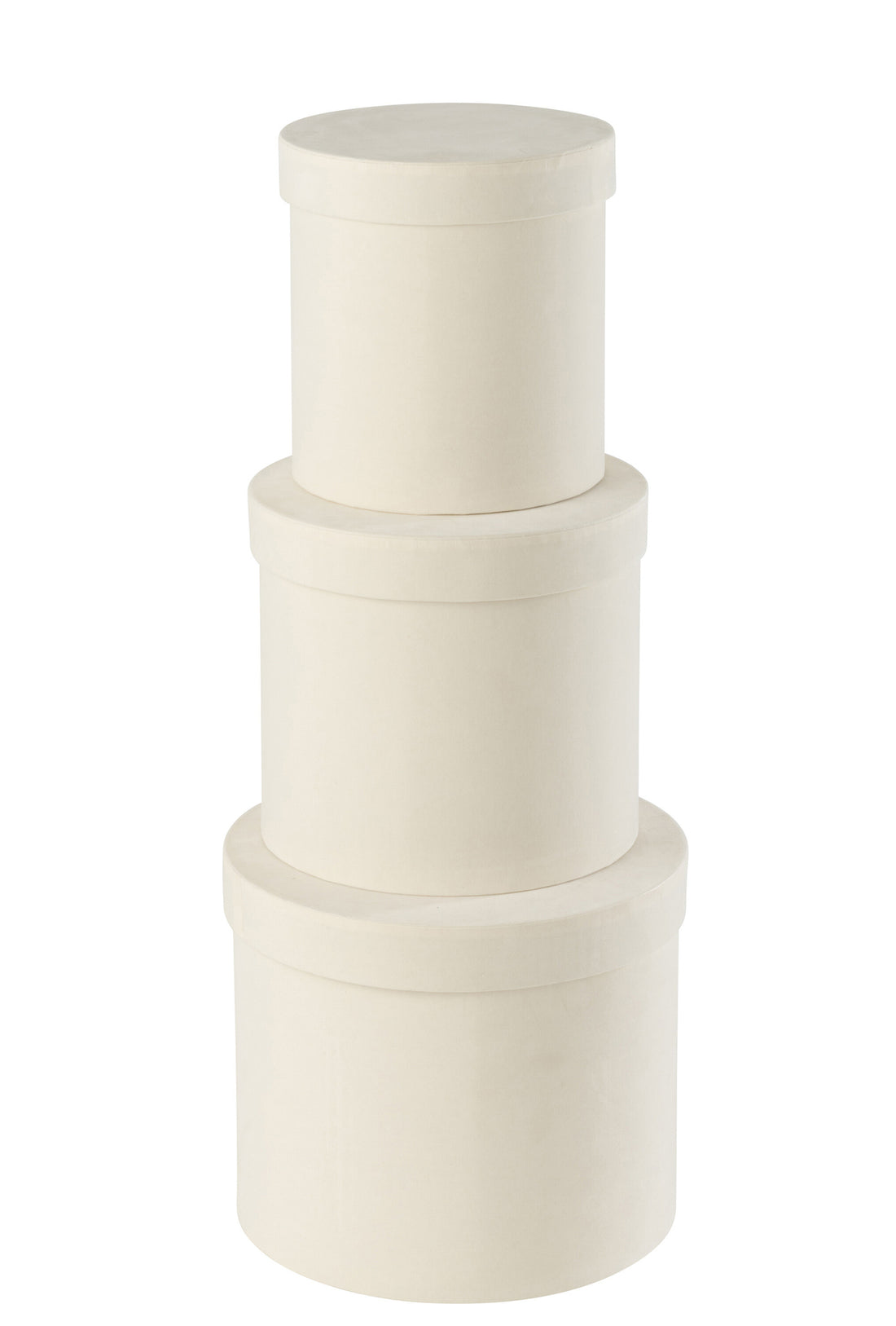 Set van 3 ronde dozen van wit fluweelpapier