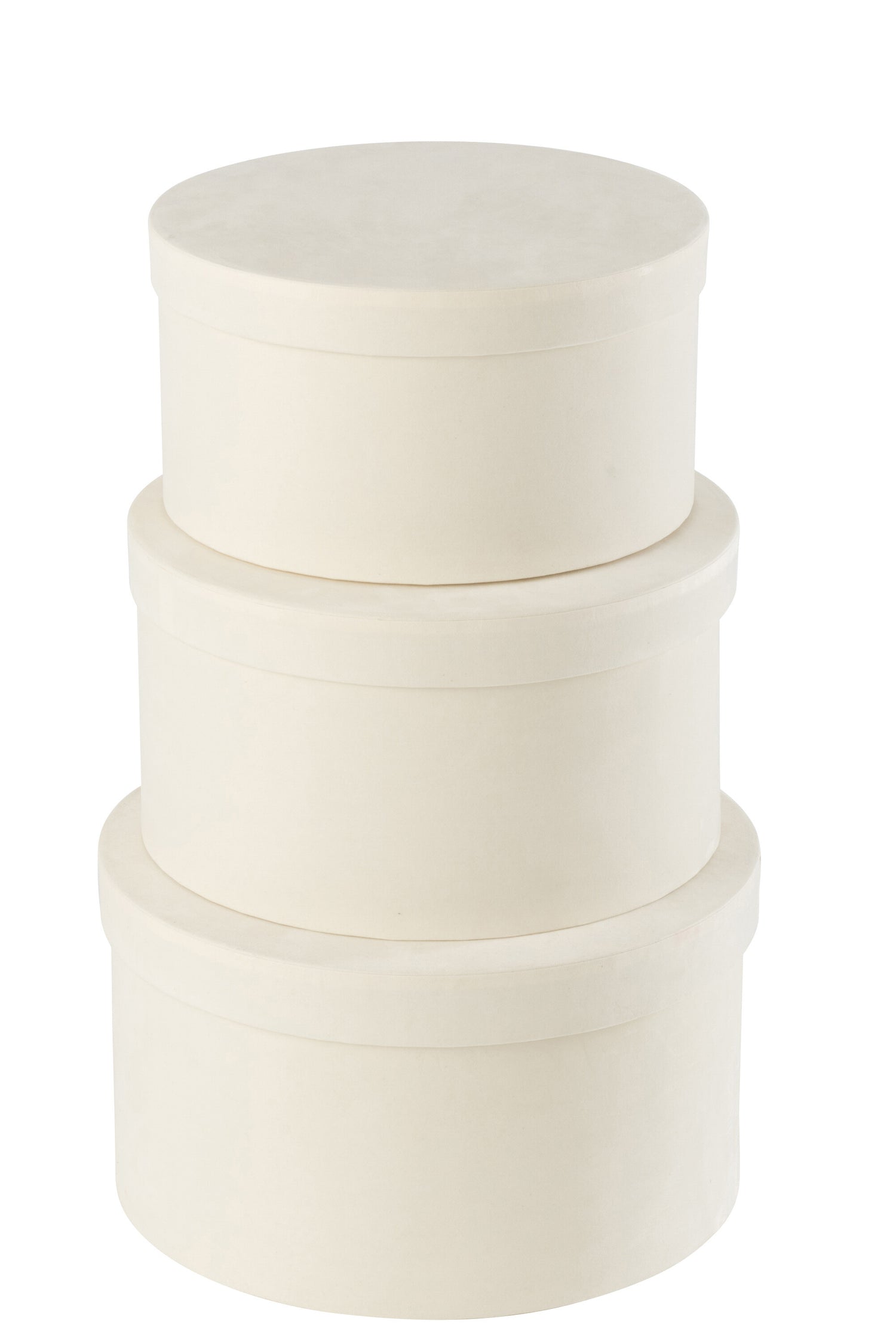 Set van 3 dozen rond plat fluweelpapier wit