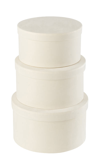 Set van 3 dozen rond plat fluweelpapier wit