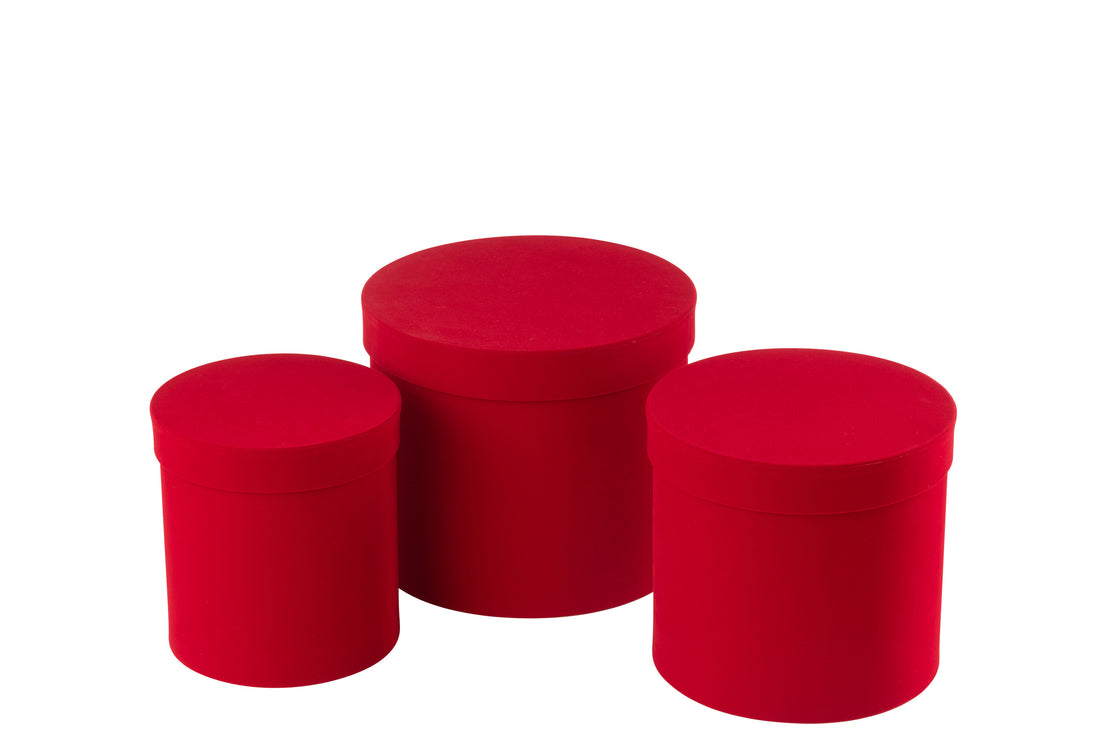 Set van 3 dozen rond fluweelpapier rood