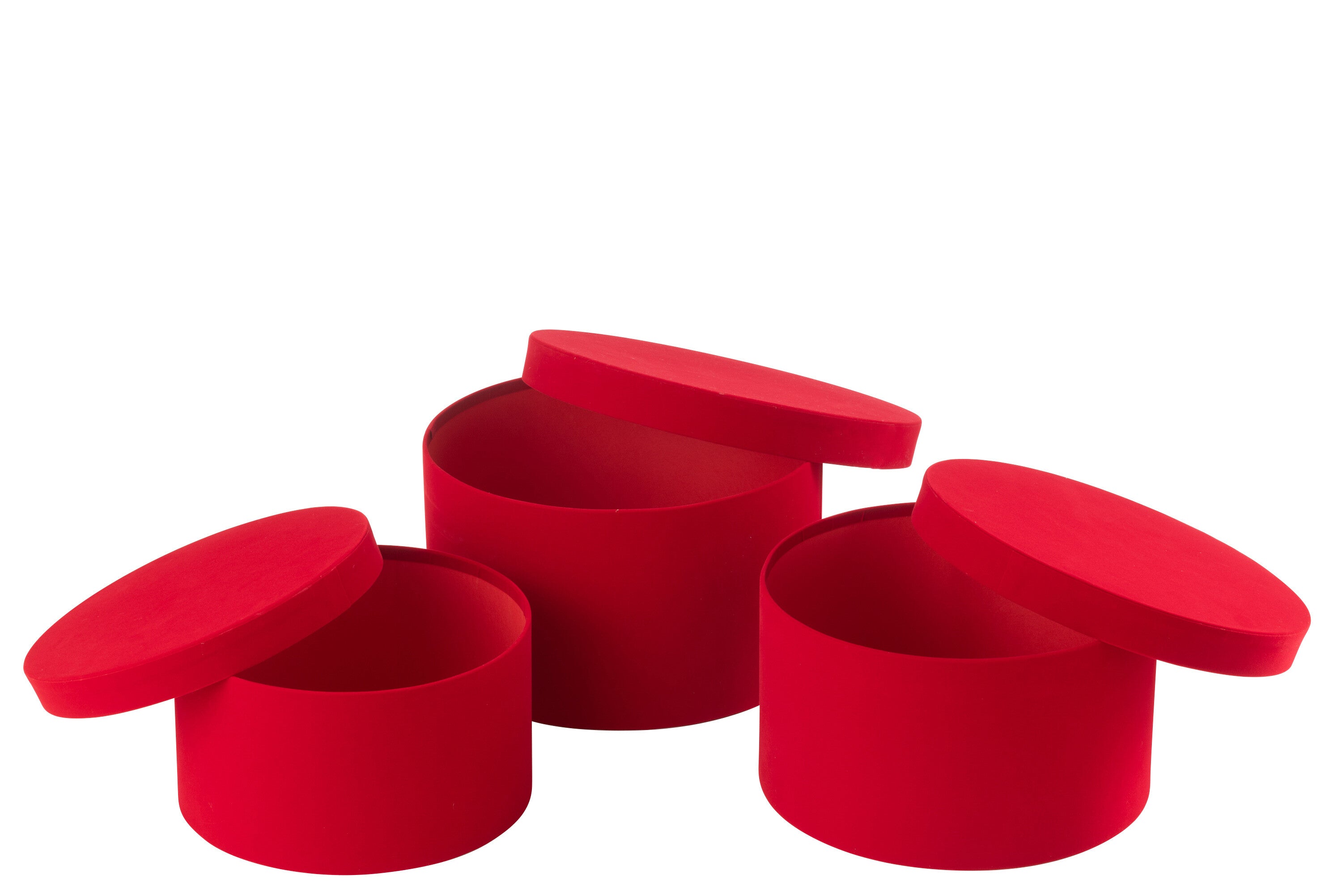 Set van 3 dozen rond plat fluweelpapier rood