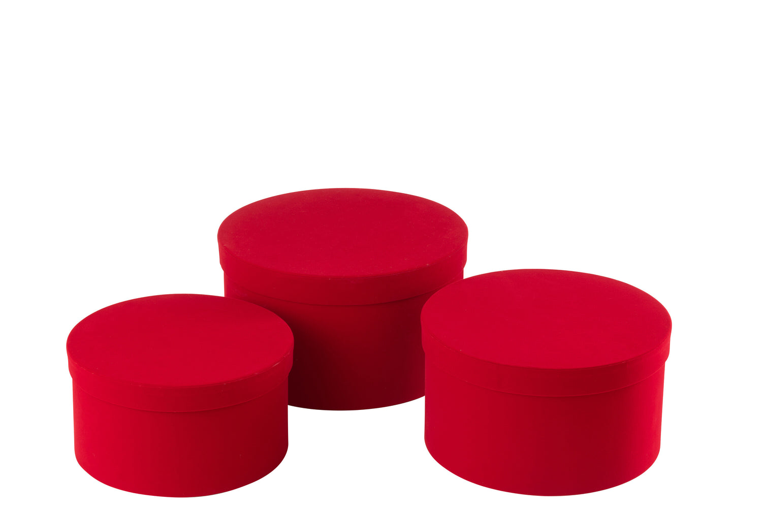 Set van 3 dozen rond plat fluweelpapier rood