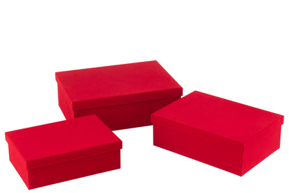 Set van 3 dozen rechthoekig fluweelpapier rood