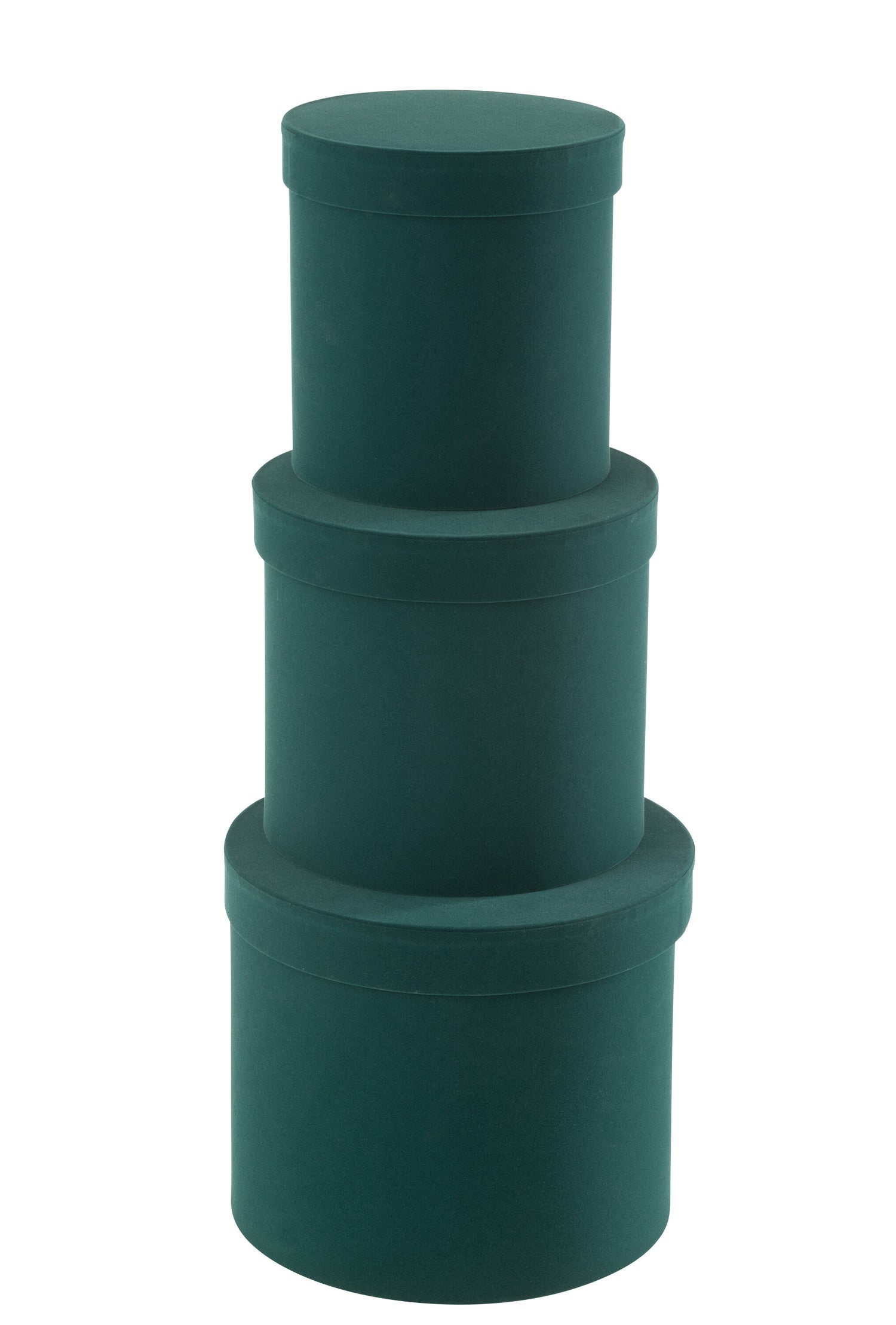 Set van 3 dozen rond fluweelpapier groen