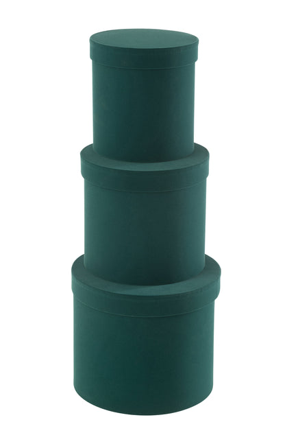 Set van 3 dozen rond fluweelpapier groen