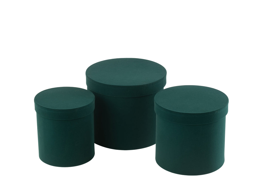 Set van 3 dozen rond fluweelpapier groen