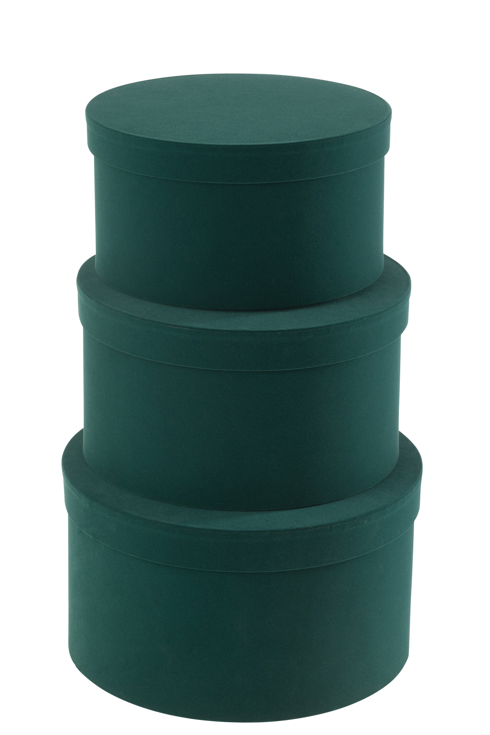 Set van 3 dozen rond plat fluweelpapier groen
