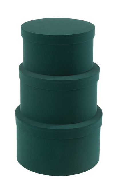 Set van 3 dozen rond plat fluweelpapier groen