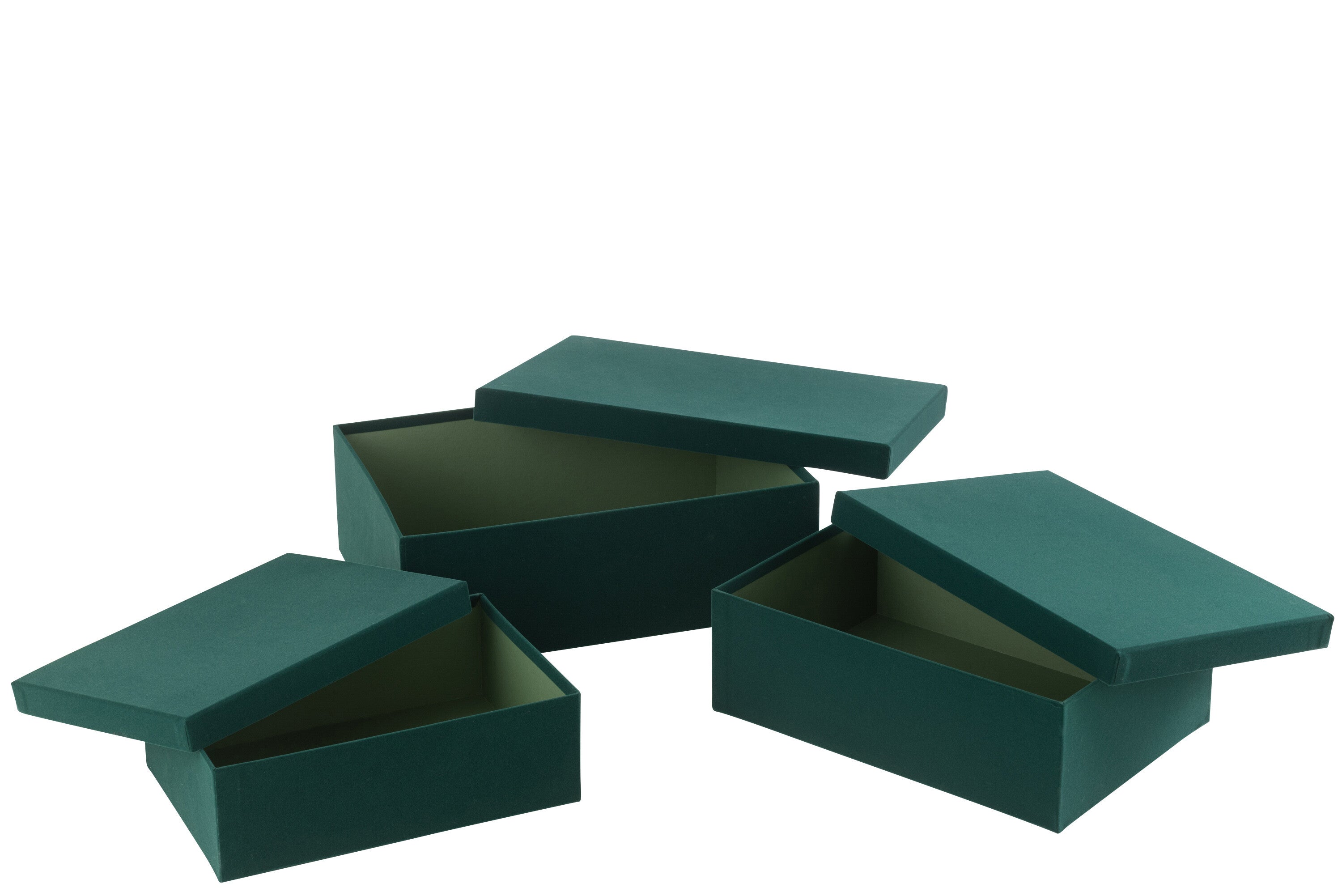 Set van 3 dozen rechthoekig fluweelpapier groen