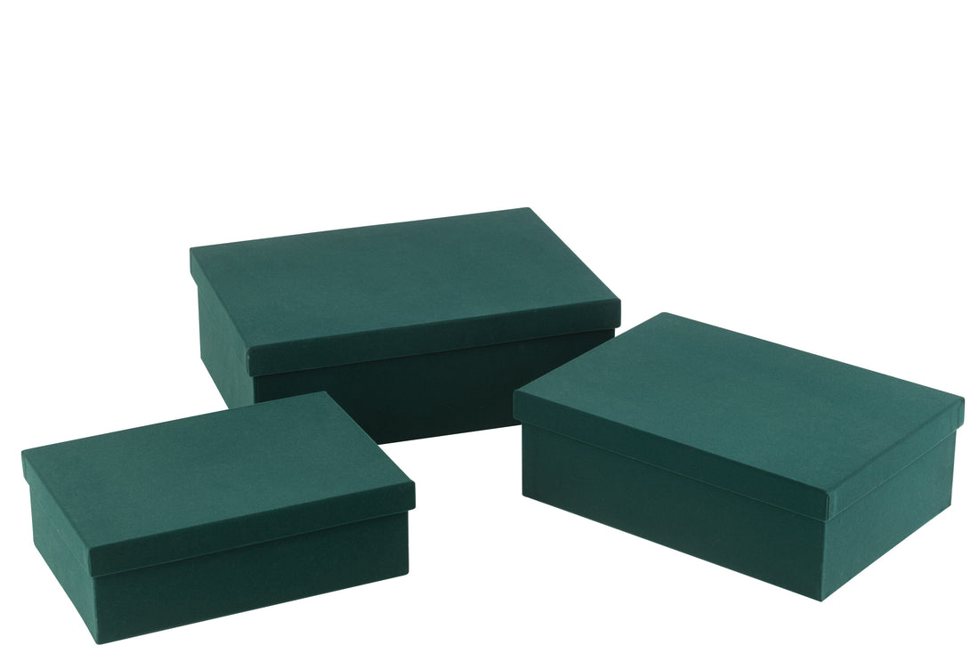 Set van 3 dozen rechthoekig fluweelpapier groen
